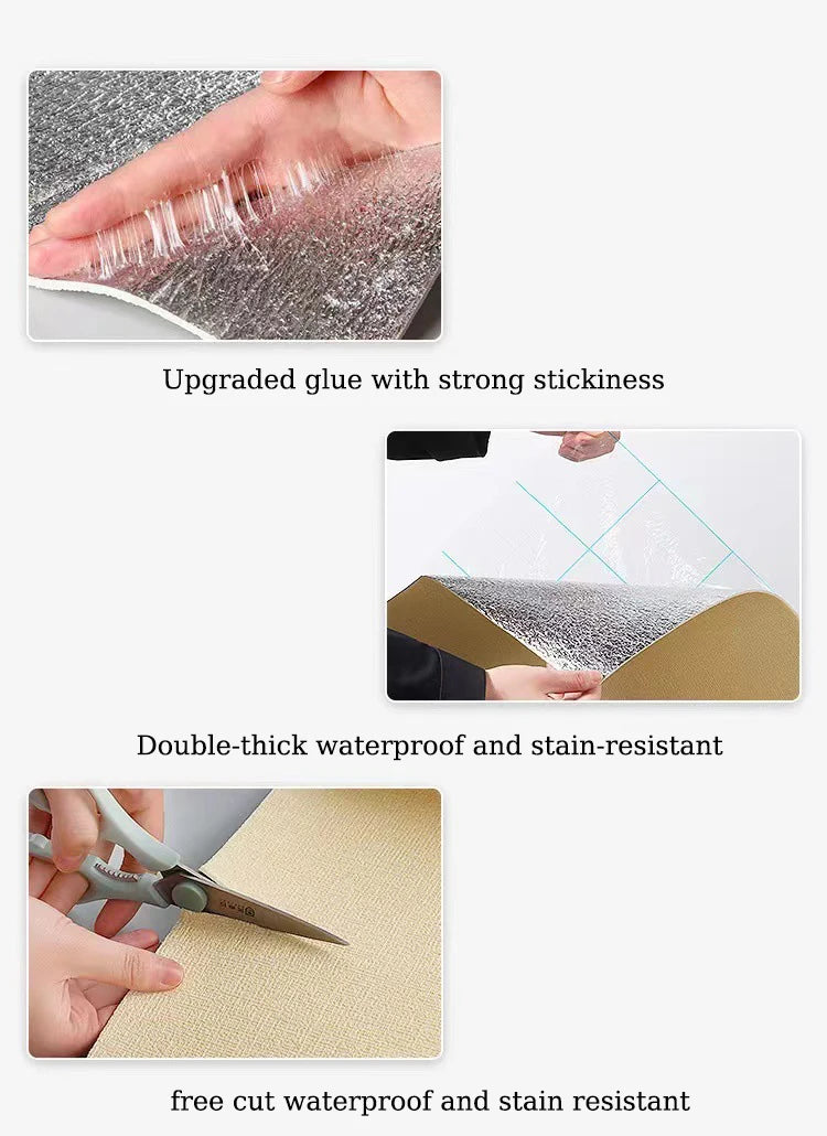 50cmX2.8/5/10m Linen Solid Color 3D Thickened Waterproof Foam Self-adhesive Background Wall Renovation Wallpaper Wall Stickers