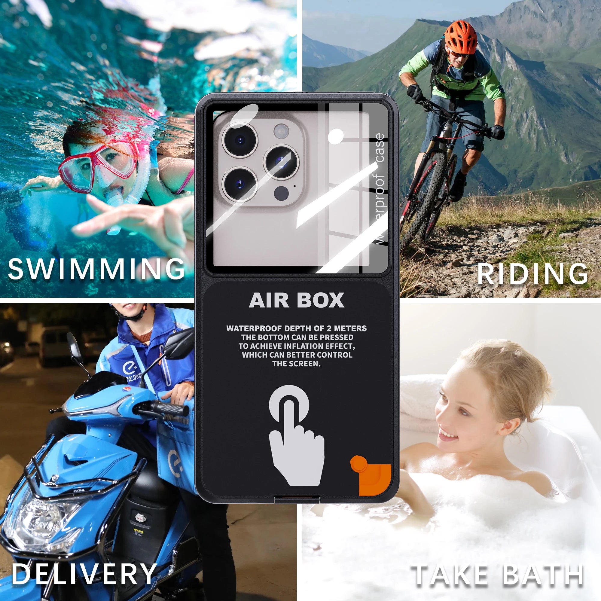 Waterproof Phone Case for 6.9' Devices Transparent Universal Touch Screen Underwater Dust And Drop Protection IP68 New