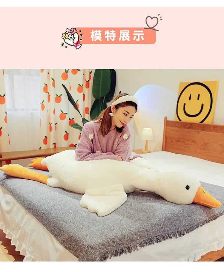 50-160cm Big White Goose Plush Toy Giant Duck Doll Soft Stuffed Animal Goose Sleeping Pillow Sofa Cushion Birthday Gift for Kids