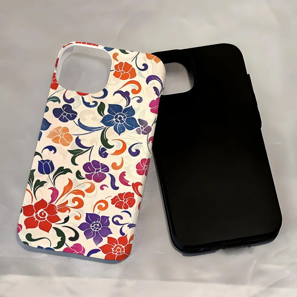 Flower Flora Green Leafs 2 in 1 Phone Case for iPhone 16 15 Pro Max 16 Plus Double Deck Shockproof Protective Cover