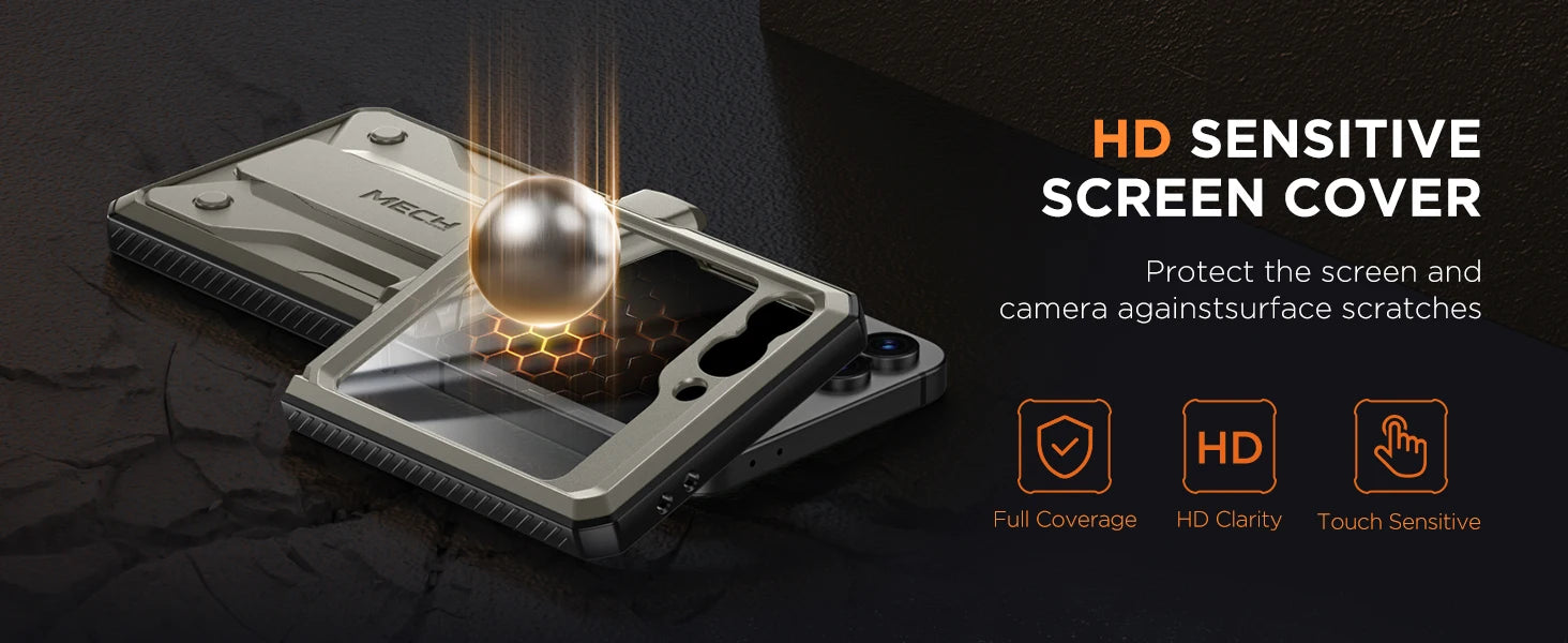 for Z Flip 6 Case with Kickstand Belt-Clip Hinge Protection Cover Screen Protector Military Grade Shockproof Phone Case