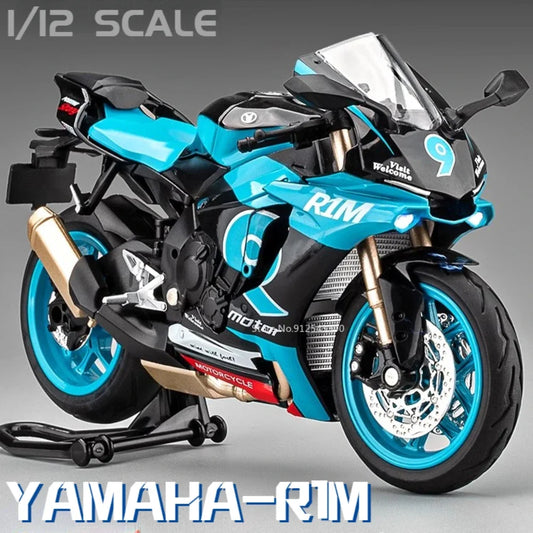 1/12 Yamaha R1M Toy Motorcycle Model Alloy Diecast with Shock Absorption Simulation Scale Motorcycle Model Toys for s Gifts
