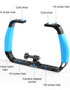 Dual Silicone Handles Aluminium Alloy Underwater Diving Rig for GoPro/ DJI OSMO Action/ Insta360 and Other Action Cameras