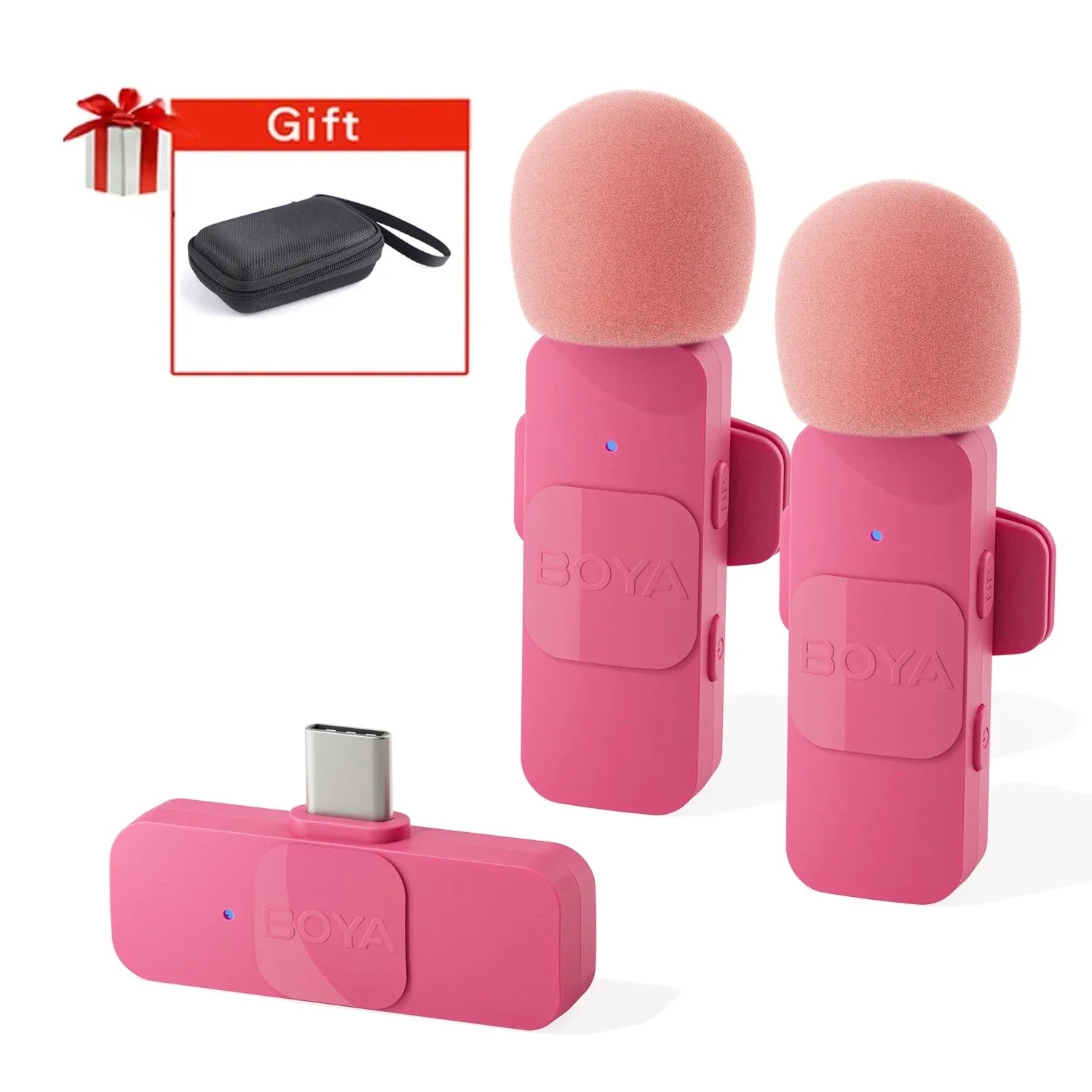 BY-V2-P Wireless Lavalier Microphone Portable Audio Video Recording Mini Mic for iPhone Android Vlog Gaming Phone Mic