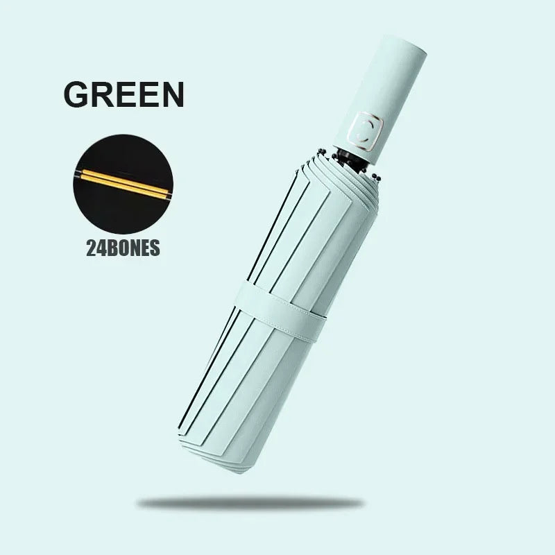 Large Automatic Folding Umbrella 24 Bone Windproof UV Protection Waterproof Travel Umbrella
