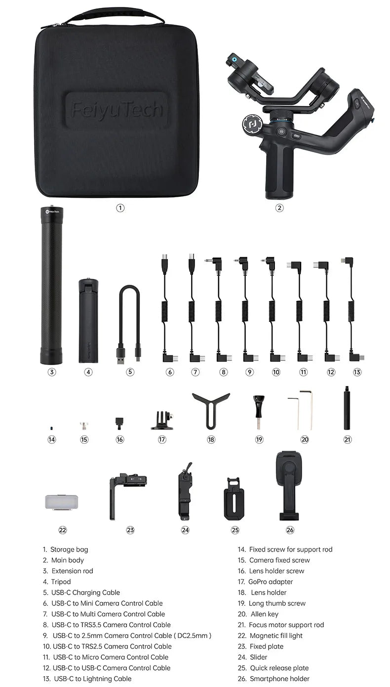 Mini 2 Handheld Gimbal 3-Axis Mirrorless & Action Camera Smartphone with AI tracker Magnetic Fill, 1.2kg Payload