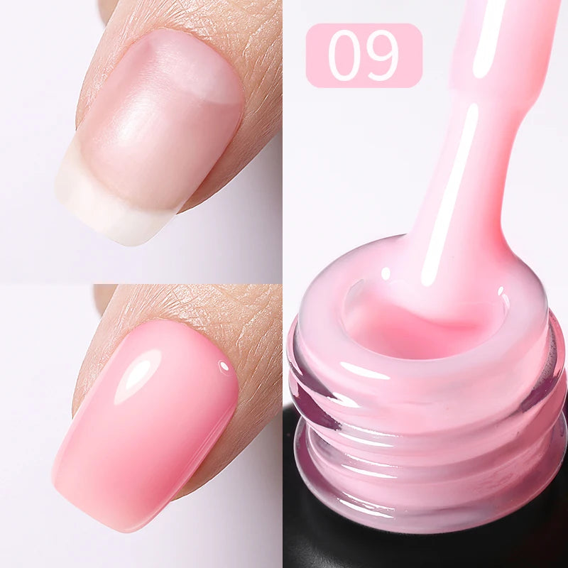 15ml Milky Pink Rubber Base Gel Nail Polish Glitter Semi-Permanent Varnish Soak Off Self Leveling UV LED Polish