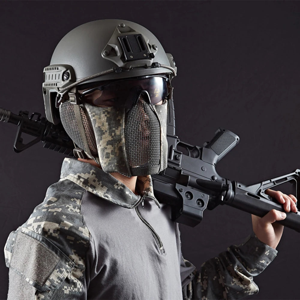 Tactical Airsoft Masks Metal Steel Net Mesh Protect Ears Mask Field Hunting Outdoor War Games Tactical Shooting Paintball Mask