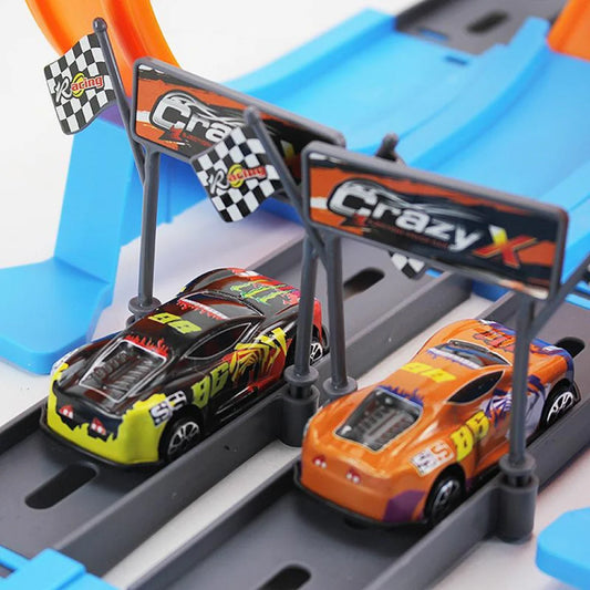 Stunt Speed Double Car Wheels Model Toys For  Racing Track Diy Assembled Rail Kits Educational Interactive Boy  Toy