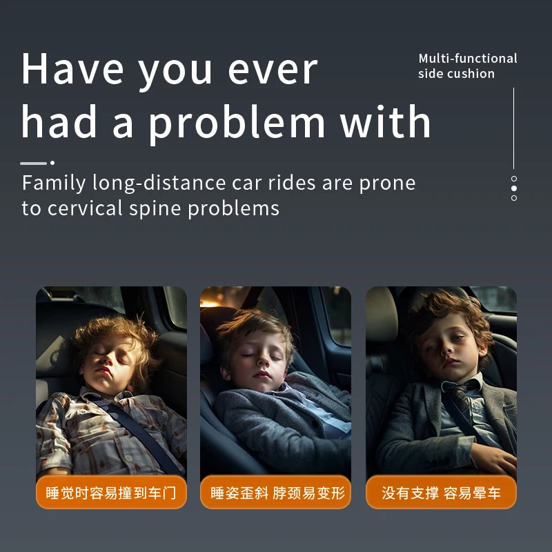 Adjustable headrest in the rear of a car necessary for traveling and sleeping