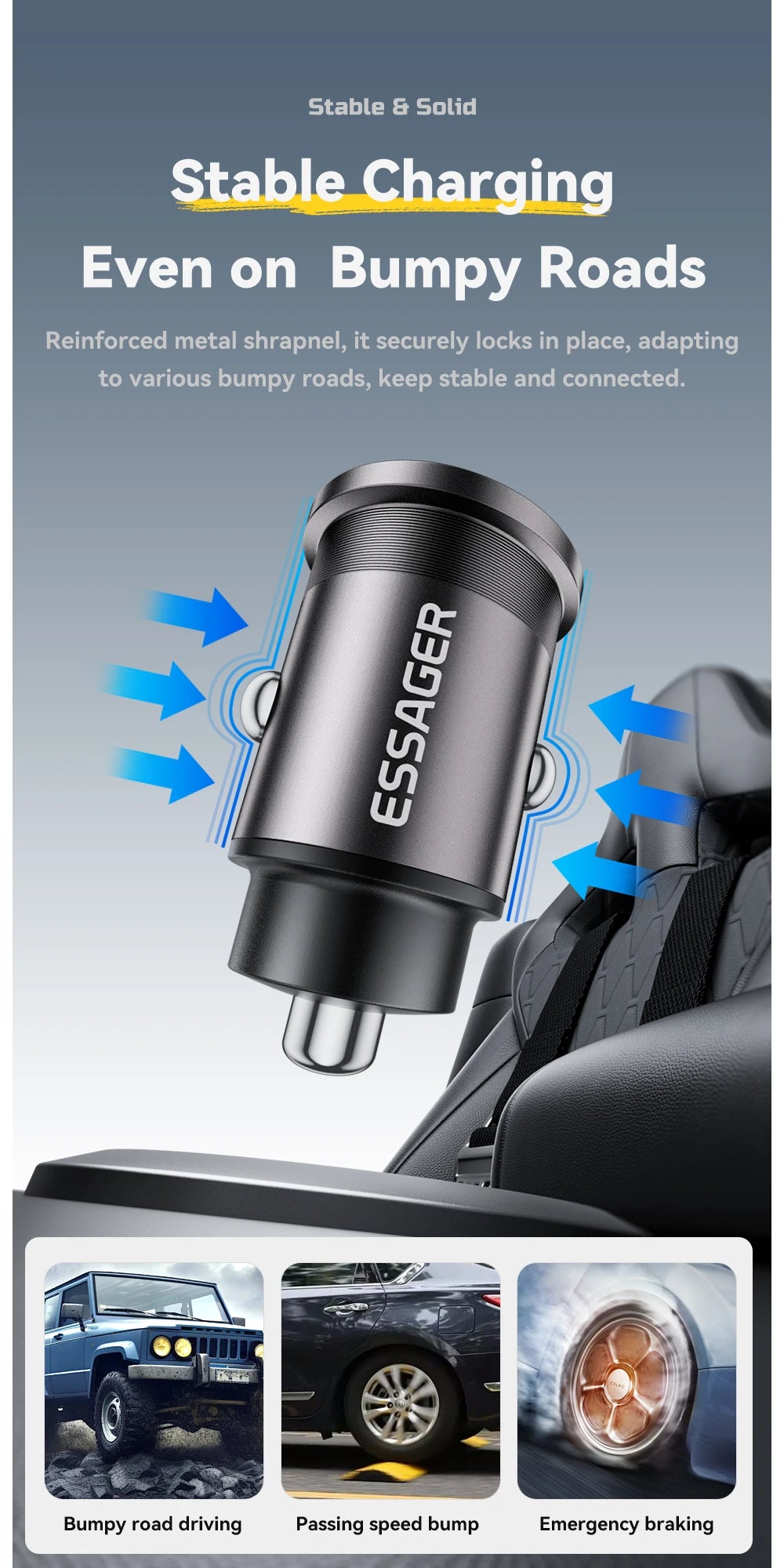 45W Mini USB-C + USB Fast Car Charger (PD 3.0 + QC 3.0)