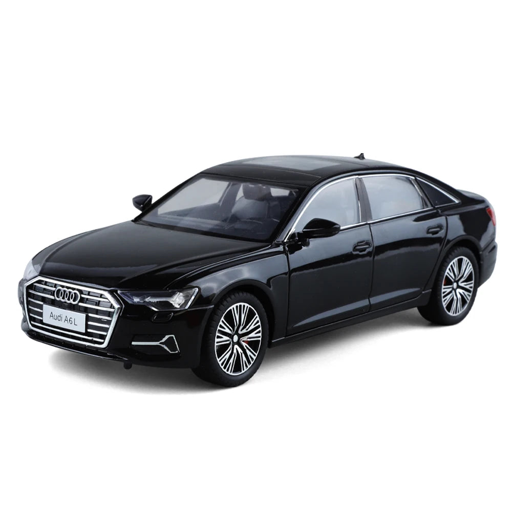 1:24 Audi A6 Alloy Diecast Vehicles Model Car Miniature Metal Sound Light Ornaments Gifts Collections Hobby Decoration Christmas