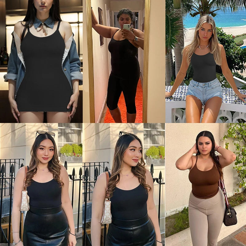 Scoop Neck Compression Cami Tummy and Waist Control Body Shapewear Camisole Summer Tops Black Nude Smooth Slimming Vest 3XL