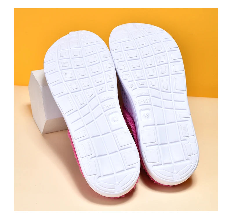 Winter Men's Slippers Warm Fur Outdoor Comforty Couple Shoes Thick Sole Plush Home Shoes Men Women Anti-slip Slides Garden Shoes