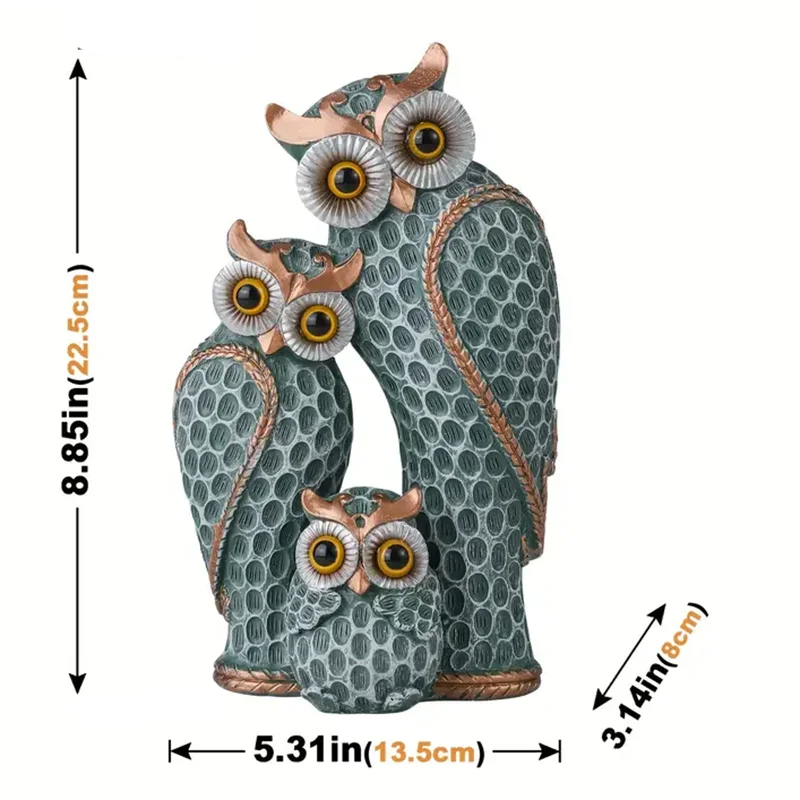1 Set of 3 pcs Resin Owl Family Figurine Modern Minimalist Art Sculpture Trio Decorative Owl Home Office Desk Decor
