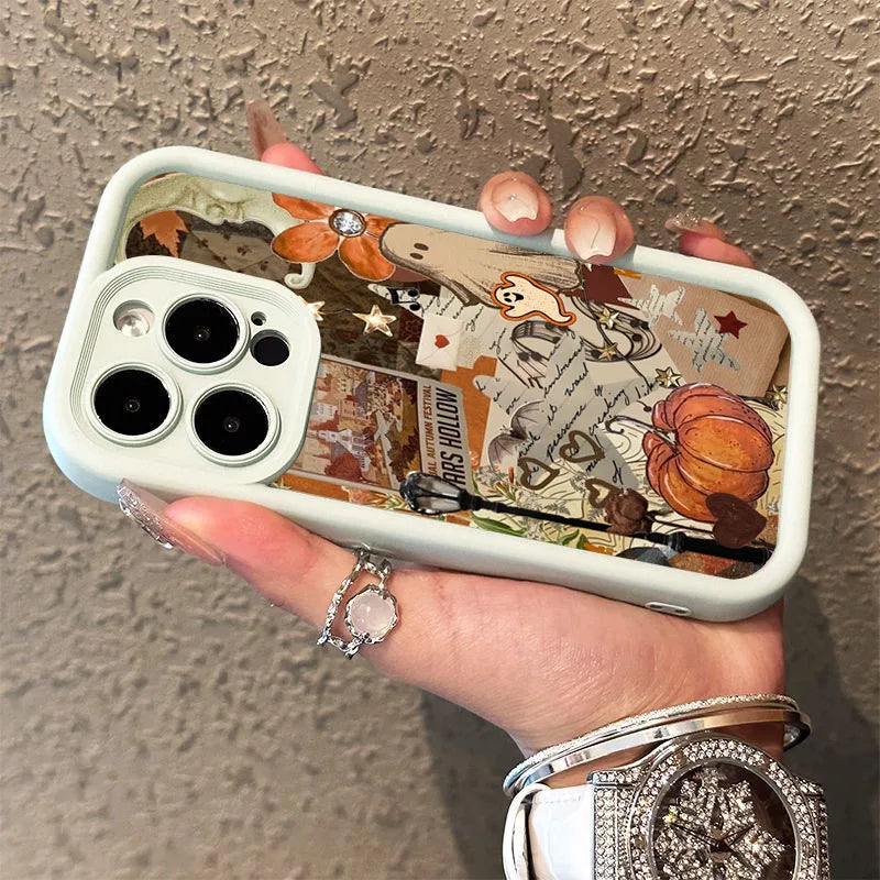 Creative Halloween Pumpkin Pattern Phone Case For iPhone 17 16 15 Pro Max Air 14 16E Soft Cover