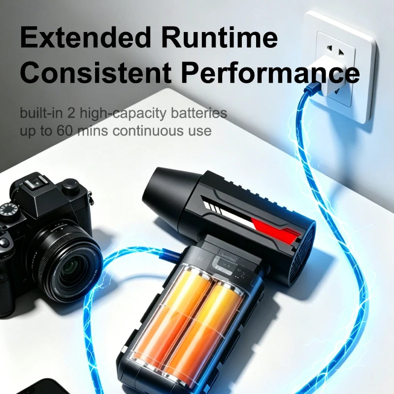 New HFX12 Air Blower Mini Turbo Jet Fan Cordless Vacuum 5 Gear Adjustable Jet Blower With Lighting For Computer Cleaning