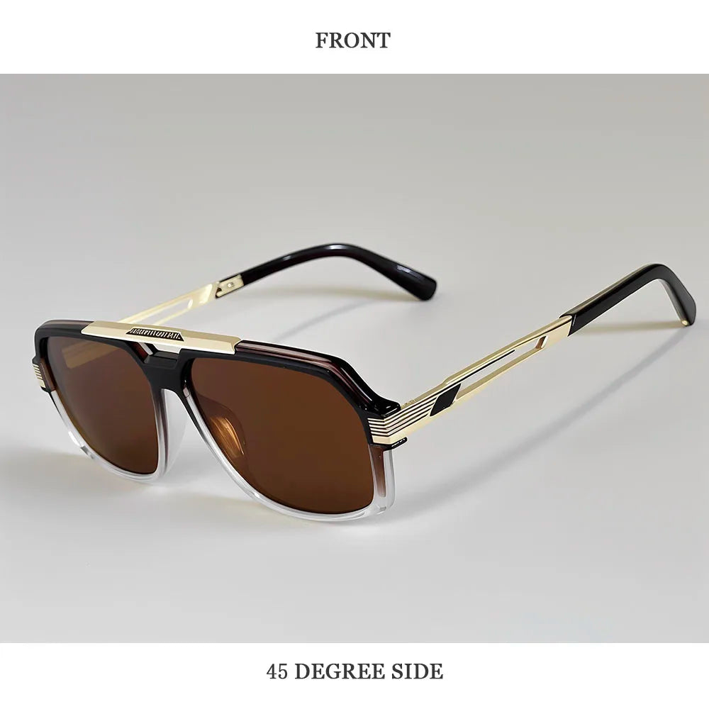 Square Metal Frame Sunglasses With UV400 Protection