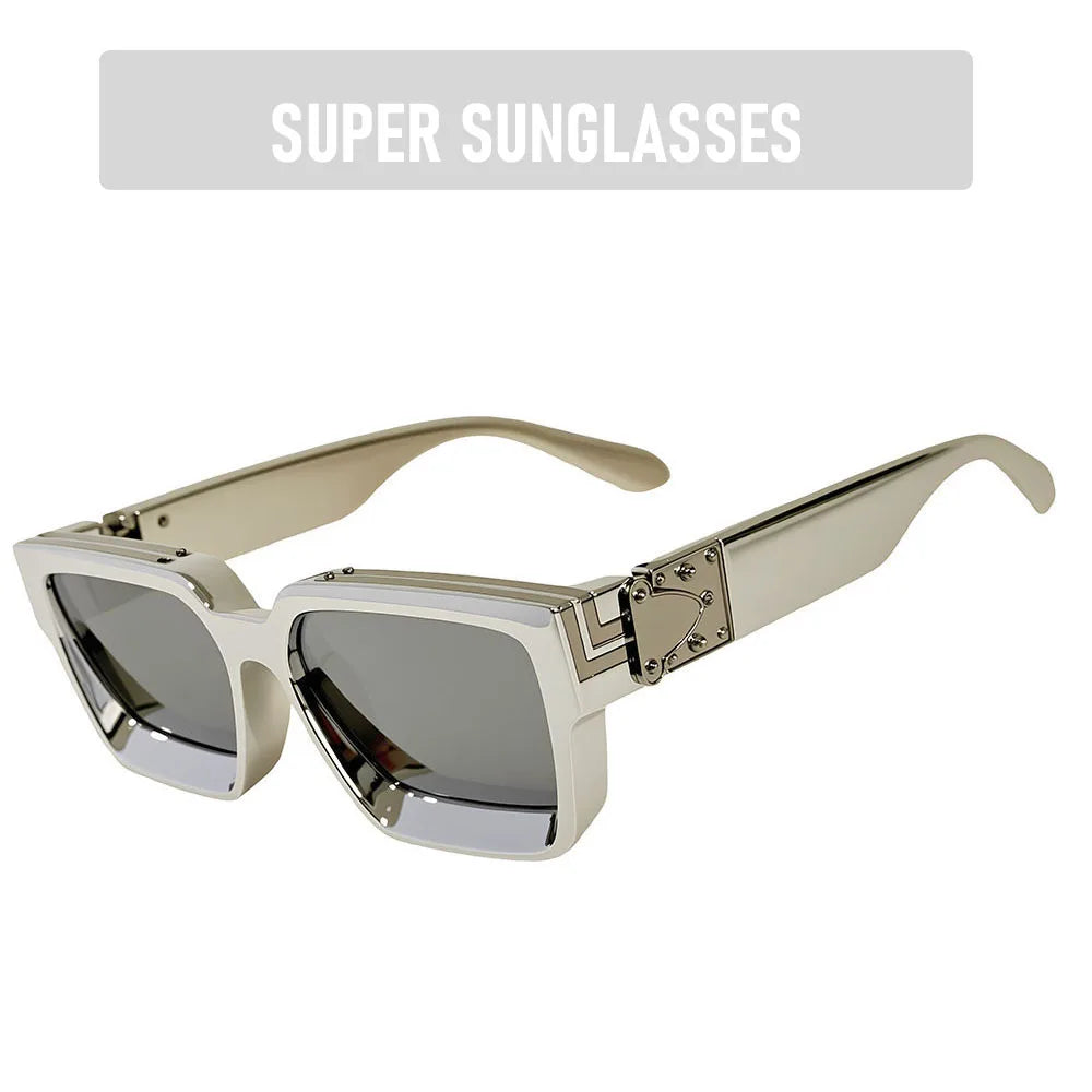 Vintage Square Thick Frame Sunglasses With UV400 Protection