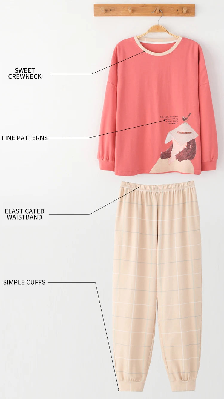 Women’s Winter Corduroy Cotton Pajama Set – Cute, Comfortable, Loose Long Sleeve Loungewear