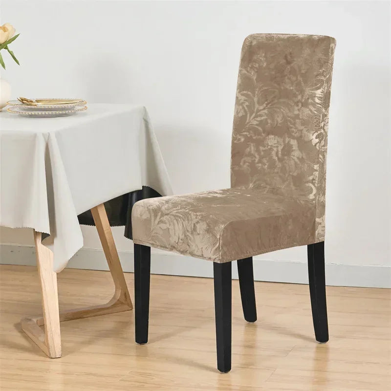1PC Stretch Dining Chair Cover Jacquard Solid Color Chairs Slipcovers Elastic Soft Seat Covers for Banquet Wedding Hotel Decor