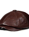 Spring Genuine Leather Hat Cap Cowhide Beret Warm  Cotton Men Padding Brand Brown/Black Duck Hat