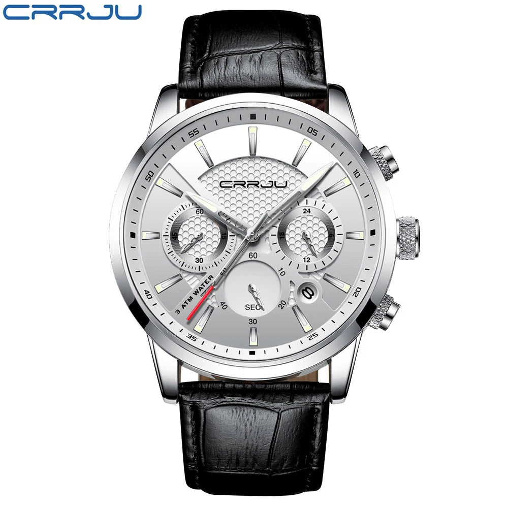 Man Watch Luxury Leather Wrist Watch Casual Chronograph Quartz Waterproof  Hot Sale Wristwatch