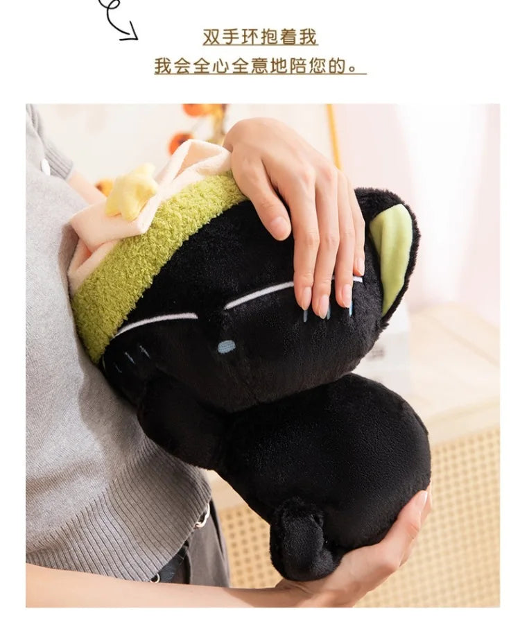 Cute Black Cat Plush Toy Soft Stuffed Sleeping Pillow