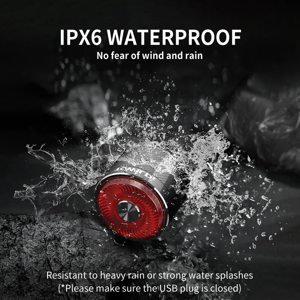Rear Light Bicycle Smart Auto Brake Sensing Light IPX6 Waterproof USB Charging LED Cycling Light Warning Taillight