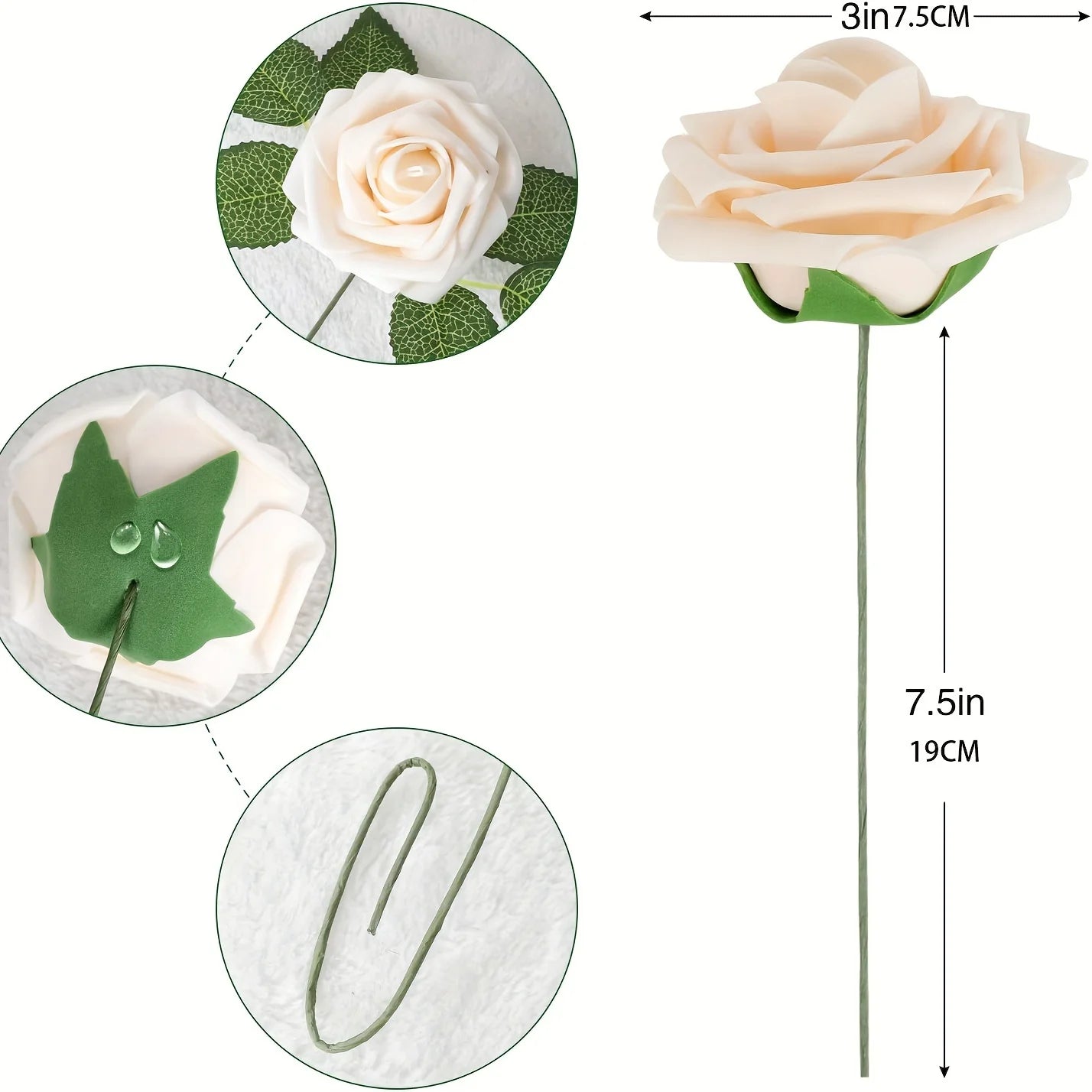 25pcs Artificial Flowers PE Foam Roses W/stem for DIY Wedding Bouquets Centerpieces Christmas Party Arrangement Home Decoration