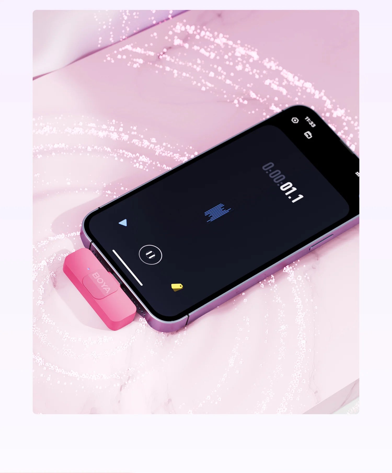 BY-V2-P Wireless Lavalier Microphone Portable Audio Video Recording Mini Mic for iPhone Android Vlog Gaming Phone Mic