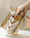 1/1.5/1.8L Amber Teapot Kettle With Bamboo Cover High Borosilicate Glass Cold Water Kettle Bottles Diamond Scented Tea Teaware