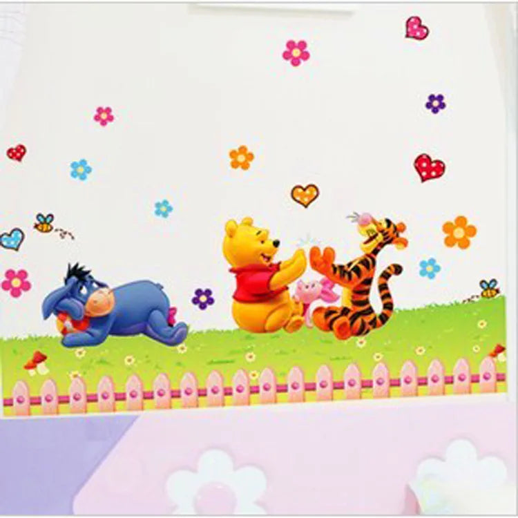 Cartoon Animal Winnie The Pooh Wall Stickers Decals For Room Nursery Kindergarten Bedroom Wall Decoration Decor Mural Home