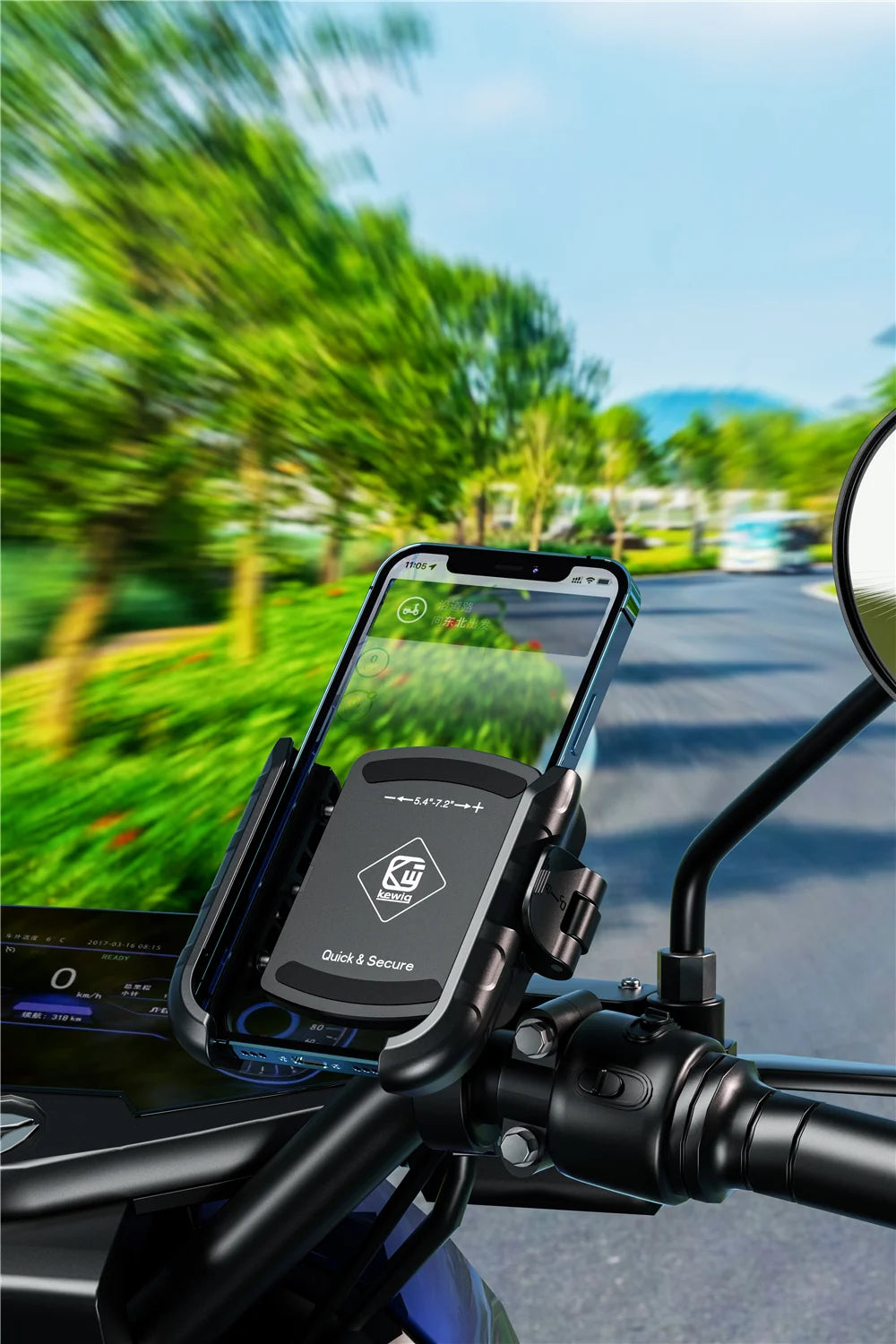 Motorcycle Phone Holder One-Touch Auto Quick Lock Bike Phone Mount ATV Bicycle Scooter Phone Holder with Aluminum Handlebar Base