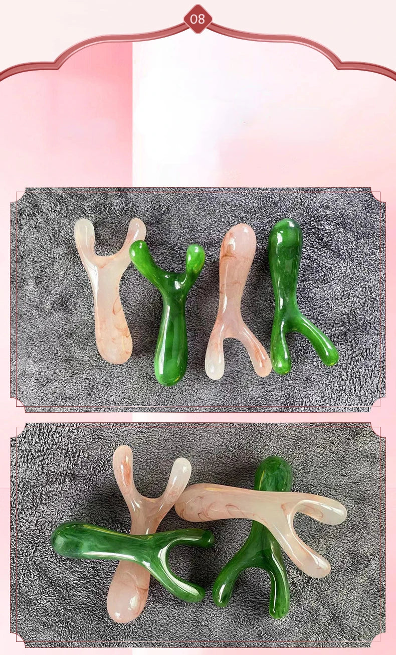 Resin Face Lifting Stone Guasha Scraping Facial Gouache Y-shaped Fork Massage Plate Nose Massage Trigger Point Nose Massager