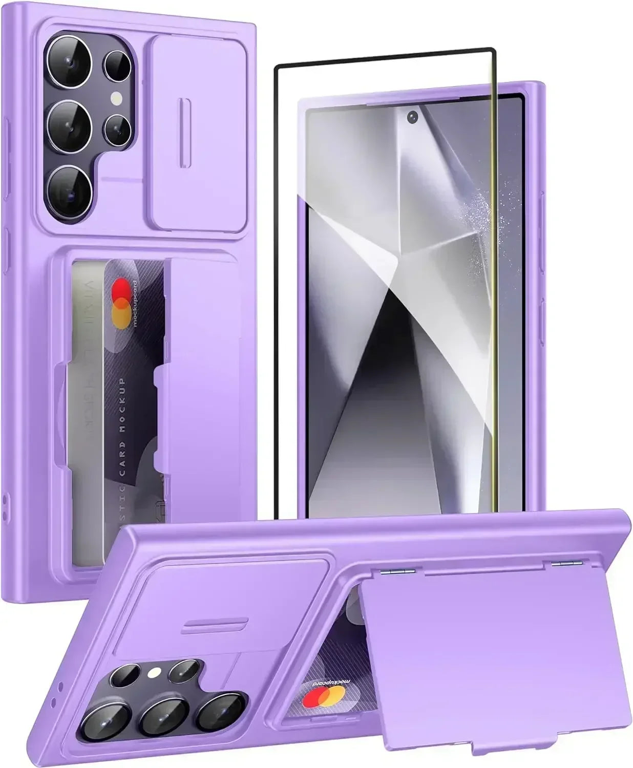 For Samsung Galaxy S24 Ultra Wallet Case With Card Holder Stand Sliding Camera Cover RFID Blocking Rugged Shockproof Protection