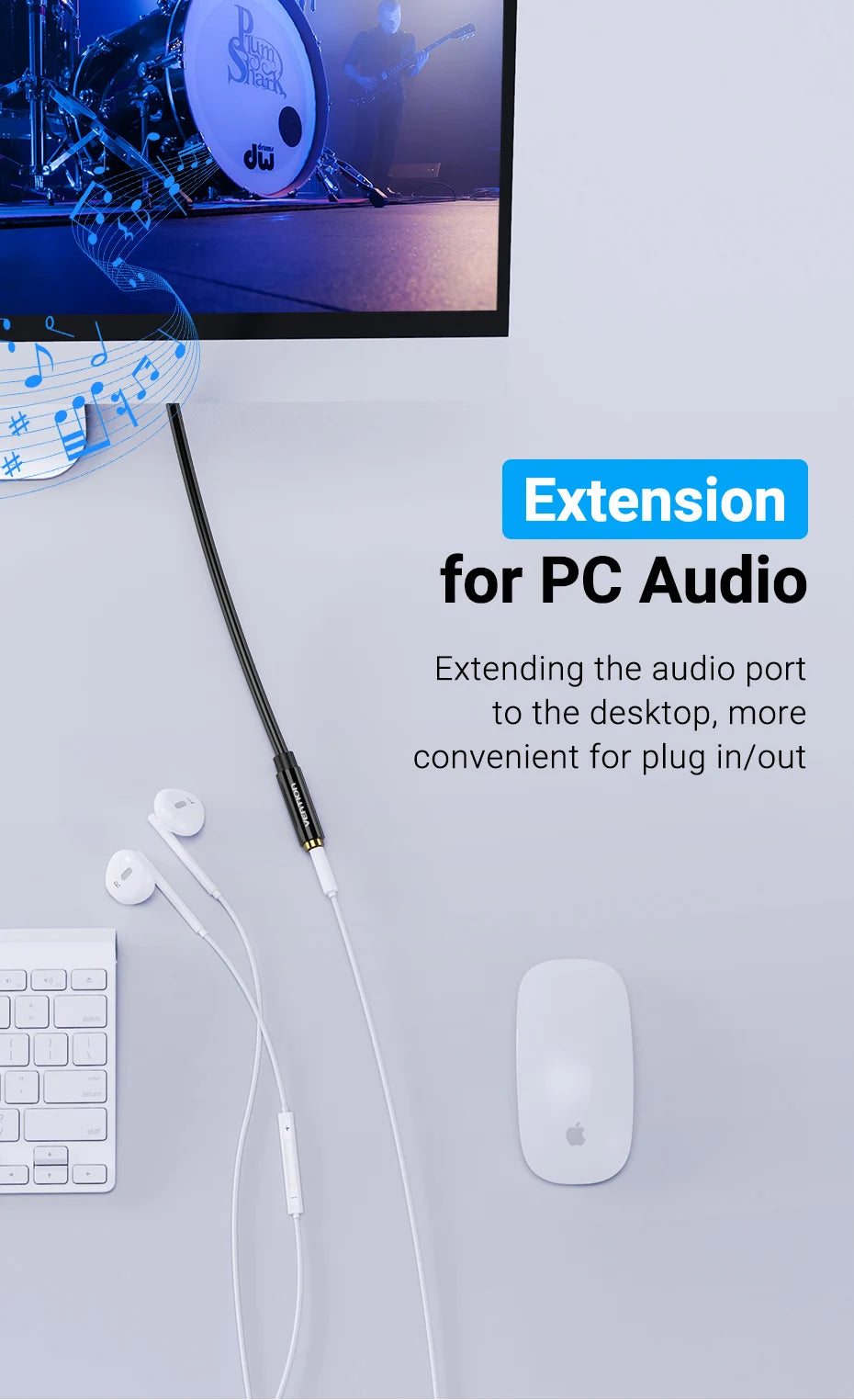 3.5MM Male to Female Extension Cable Jack 3.5 Aux Cable for Car Laptop Mini PC TV Stereo Audio Headphone Speaker Cable