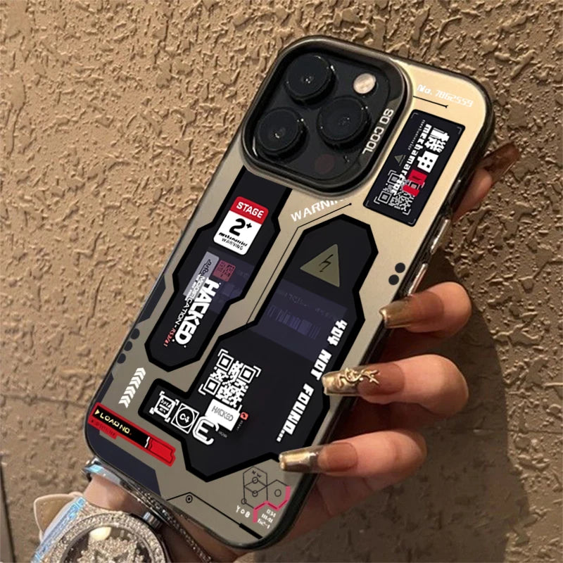 Phone Case For iPhone 16 15 14 17 Air Pro Max Shockproof Mecha-Style Graffiti Shockproof Cover
