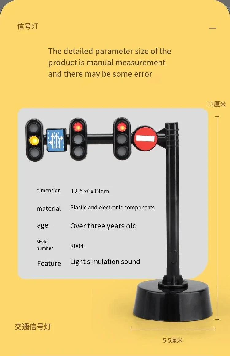 Education Simulation Traffic Lights Toys s Signpost Gas Station Indicator Warning Car Model Pretend Play Toys