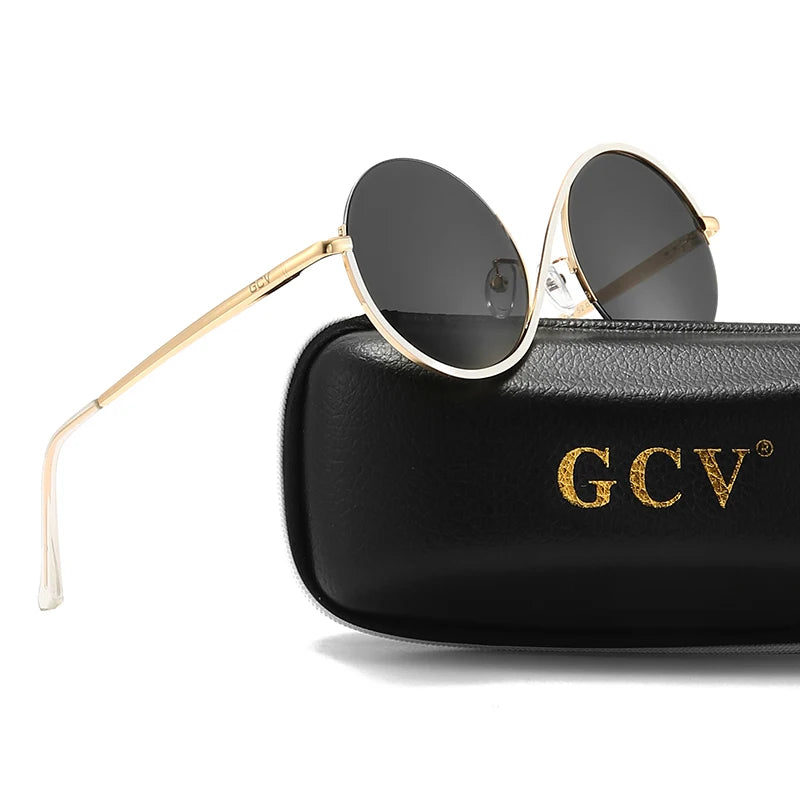 Round Frame Punk Style Women Sunglasses UV400 Anti-Reflective Fashion Eyewear Alloy Frame
