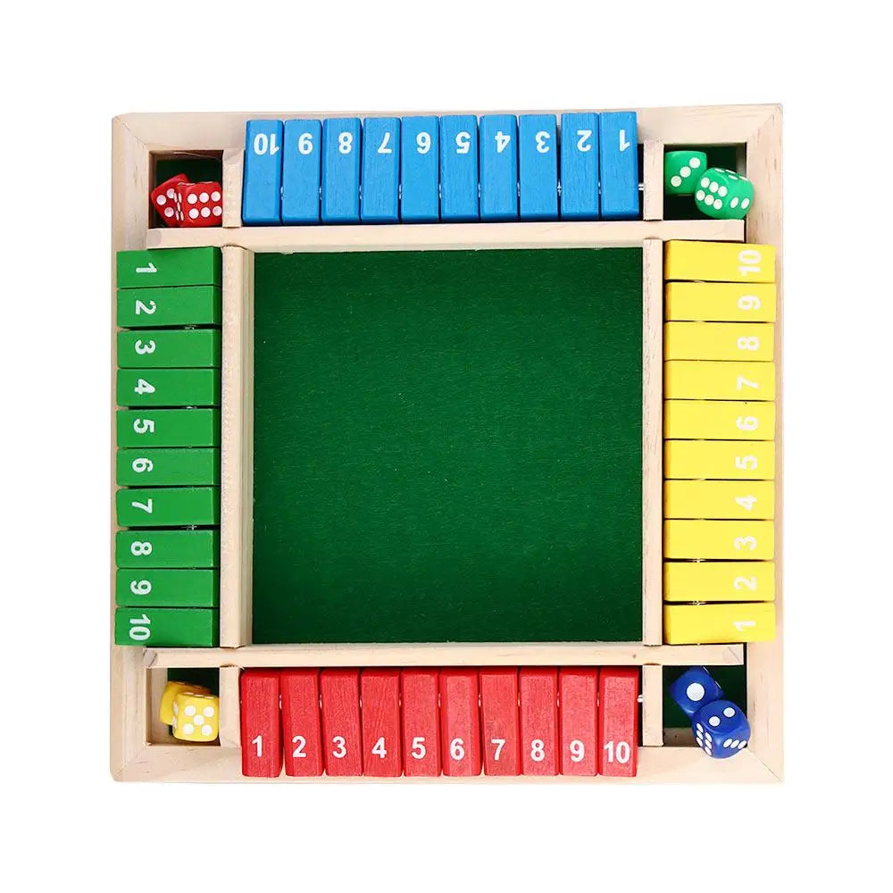 Wooden Four Player Shut the Box Dice Board Game