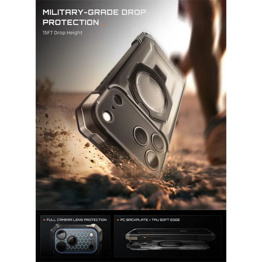 Rugged Magnetic Phone Case with Adjustable Kickstand for iPhone 17 Pro Max and iPhone 18 Pro Max