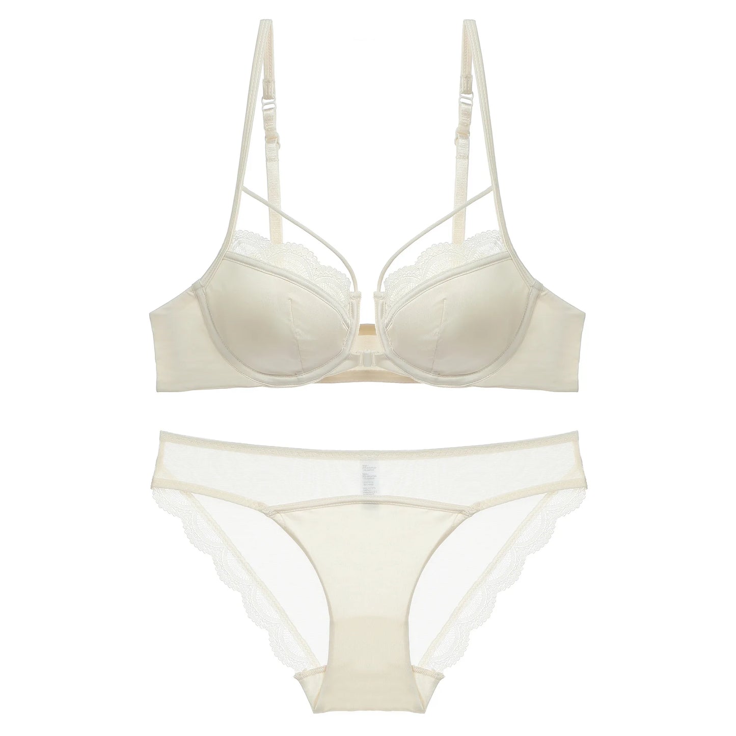 Womens French Lace Front Closure Push Up Bra and Brief Set