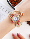 Women Watches Diamond-Embedded Elegant Quartz Watch Stylish Opening Luxury Creative Alloy Bracelet Watch