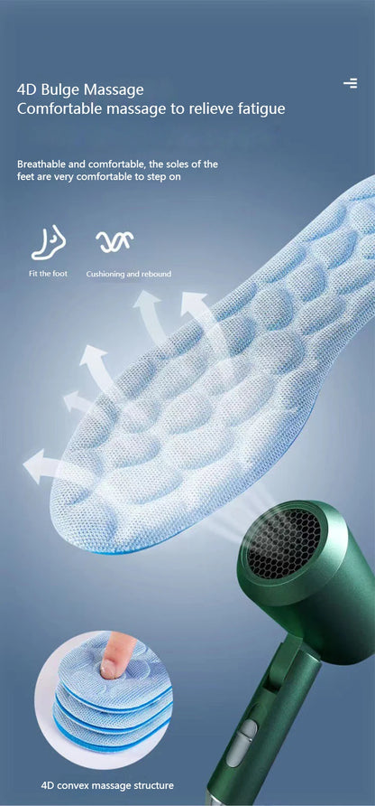 Massage Insoles for Shoes Men Breathable Deodorant Running Sport Insole for Feet Plantar Fasciitis Shoe Pads Memory Foam Sole