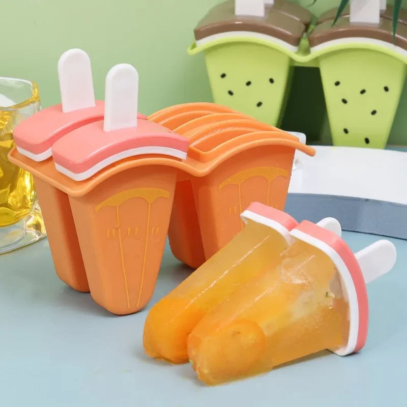 4pcs/set Watermelon Shape Ice Cream Mold with Handle DIY Ice Popsicle Mold for Fruits Juice Milk Kitchen Ice Tray Maker Tools