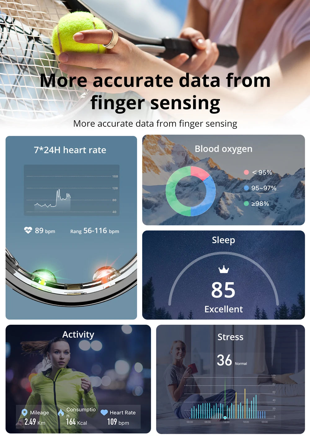 R10 Smart Ring with Charging Case for Men Women, Health and Sleep Monitor, 5ATM Waterproof, Multi-sport Mode