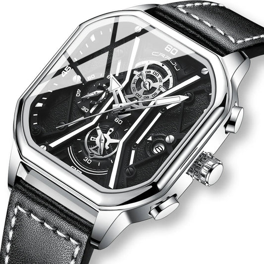 Mens Watches Top Luxury Brand Waterproof Sport Wrist Watch Chronograph Quartz Military Genuine Leather Relogio Masculino