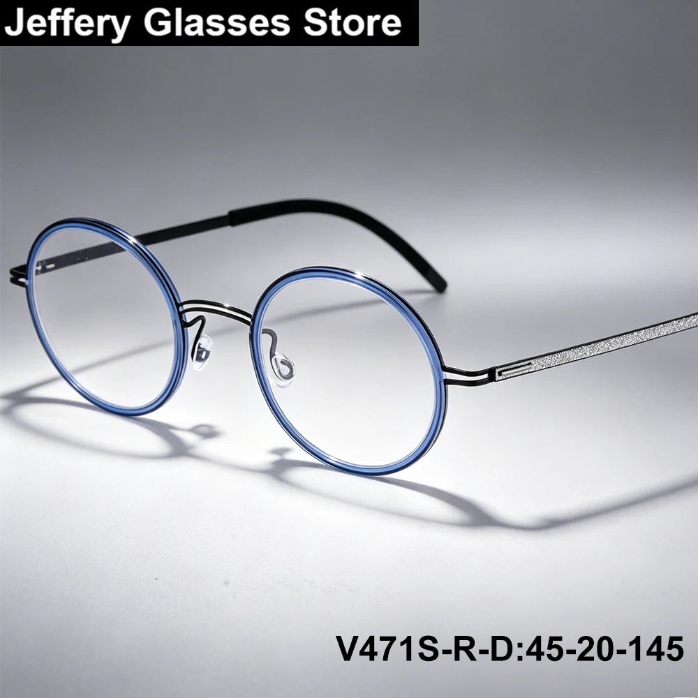 Vintage Round Titanium Acetate Eyeglasses Frame