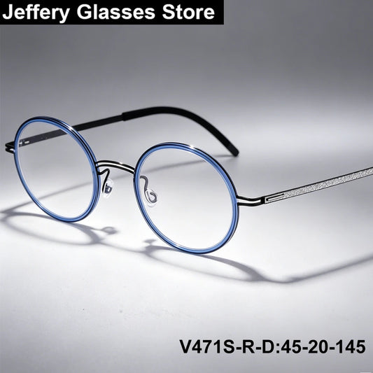 Vintage Round Titanium Acetate Eyeglasses Frame